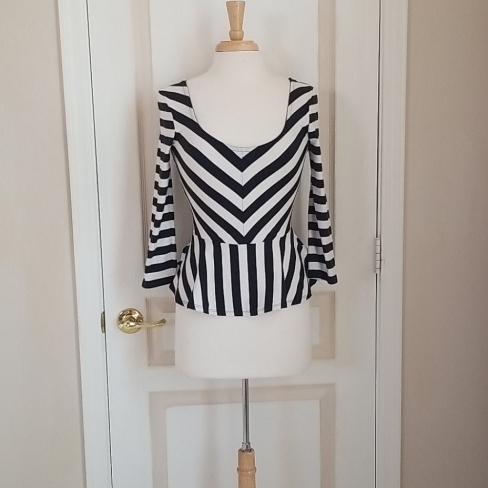 Bebe Striped Peplum Top